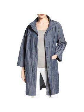 Eileen Fisher Textured Organic Cotton Coat Jacket Size XS Colour Steel